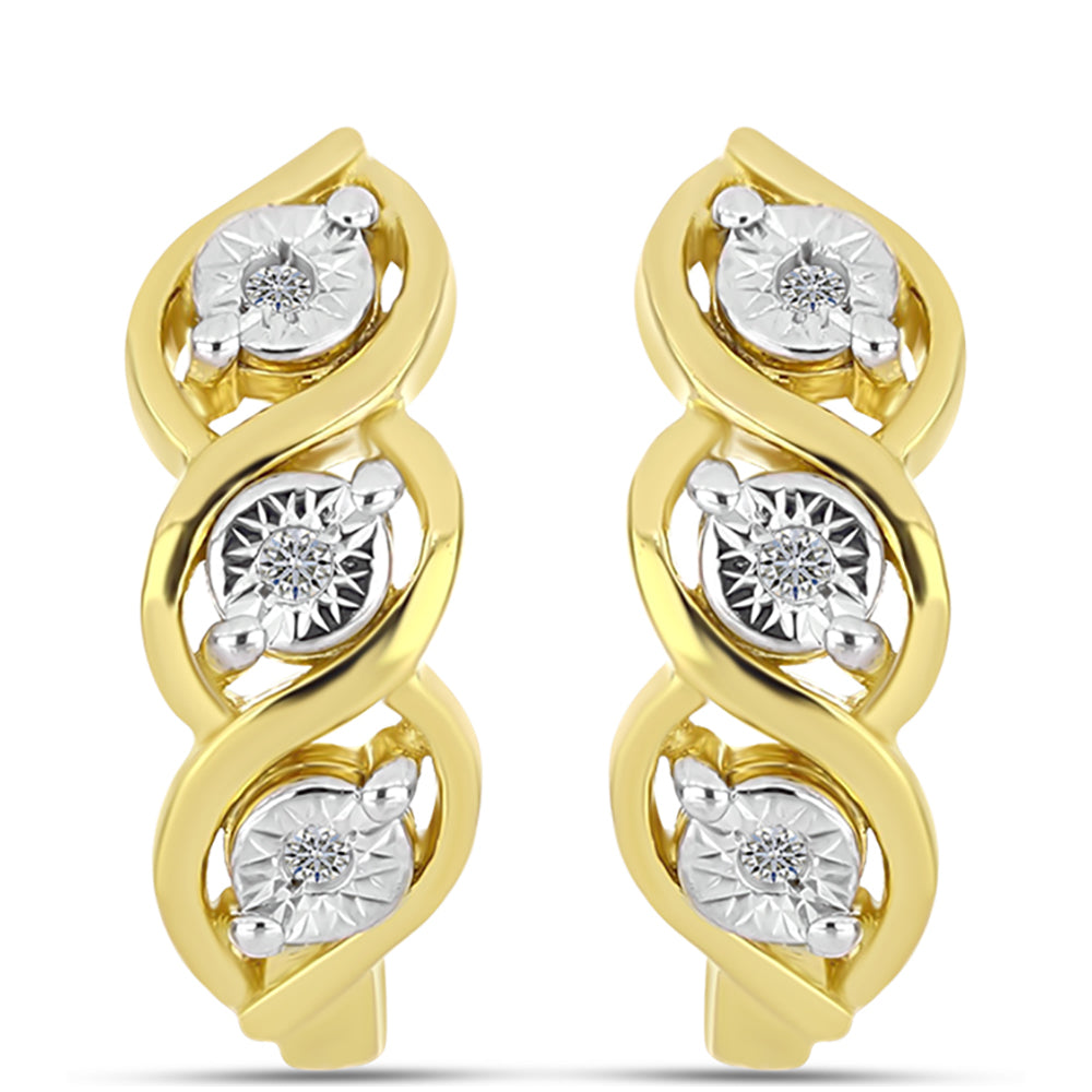 Cercei din Argint 925 Placat cu Aur ( 4.04 grame ) cu Diamant Alb 0.05 Carate
