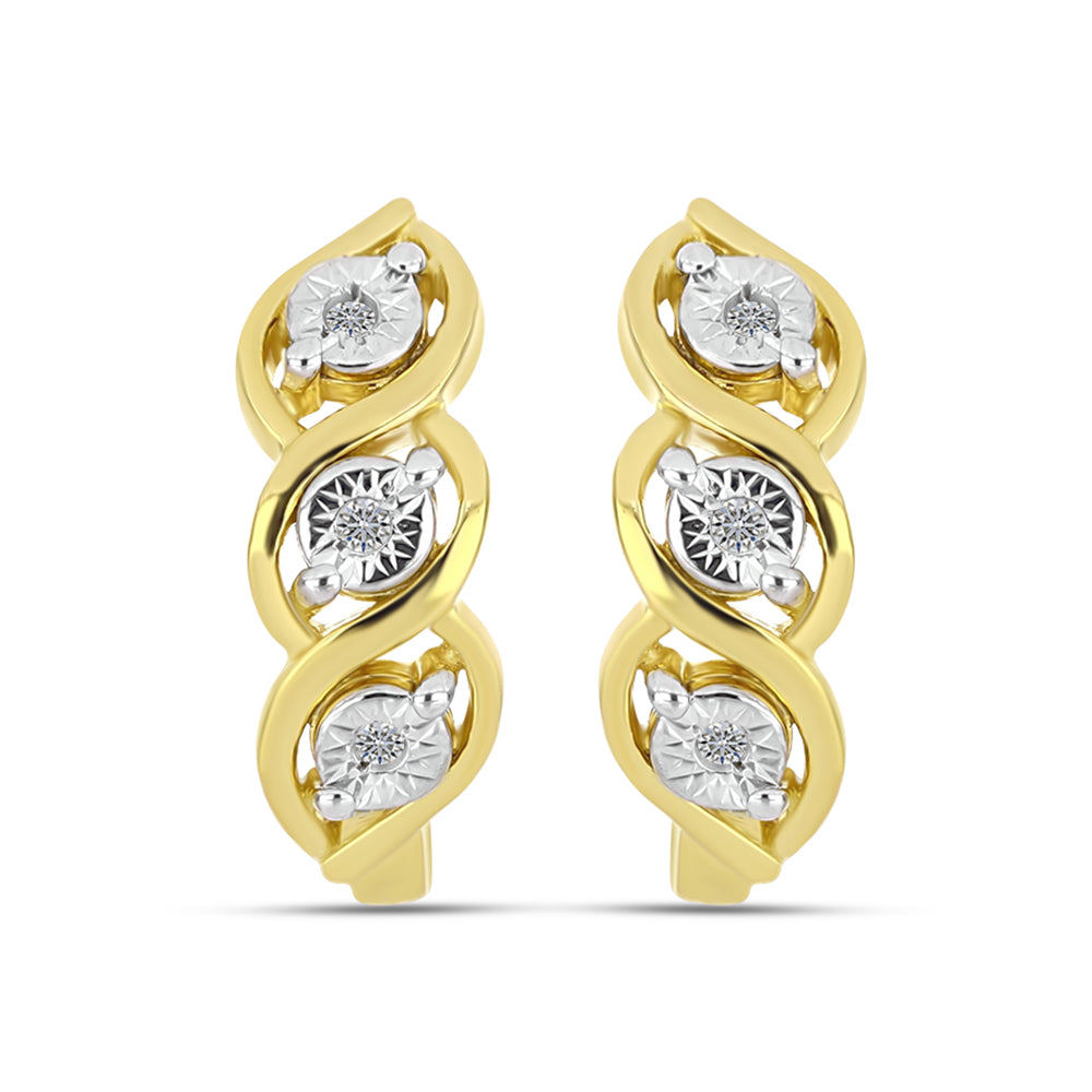 Cercei din Argint 925 Placat cu Aur ( 4.04 grame ) cu Diamant Alb 0.05 Carate 1 