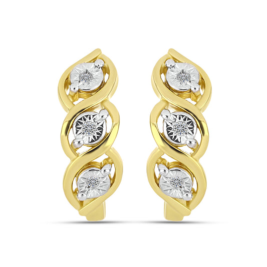 Cercei din Argint 925 Placat cu Aur ( 4.04 grame ) cu Diamant Alb 0.05 Carate