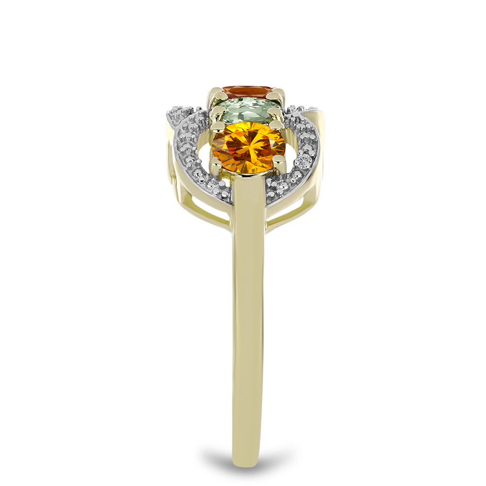 Inel din Argint 925 Placat cu Aur ( 4.08 grame ) cu Turmalină Curcubeu Pelmadulla și Diamant Alb 1.55 Carate 4 