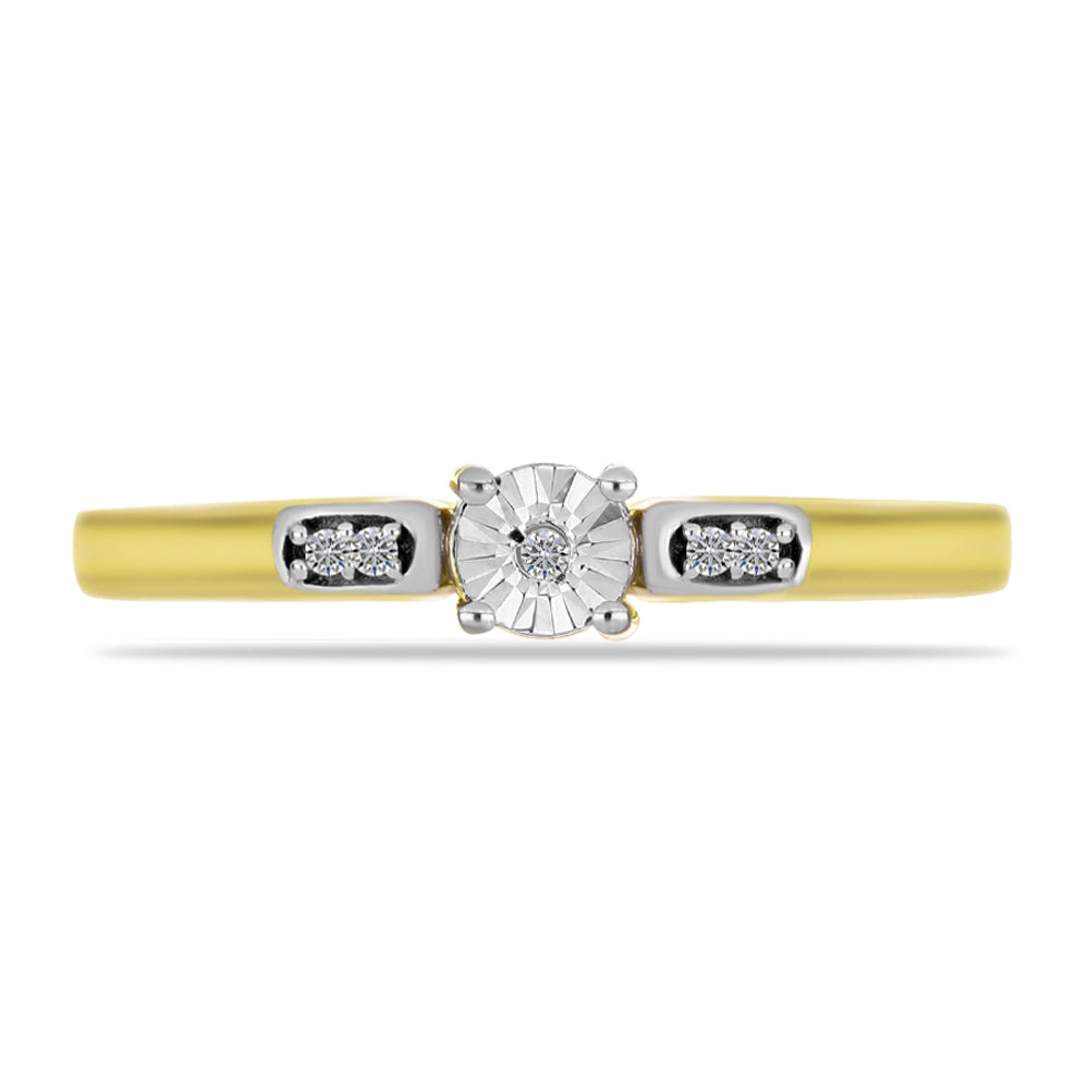 Inel din Argint 925 Placat cu Aur ( 1.72 grame ) cu Diamant Alb 0.03 Carate