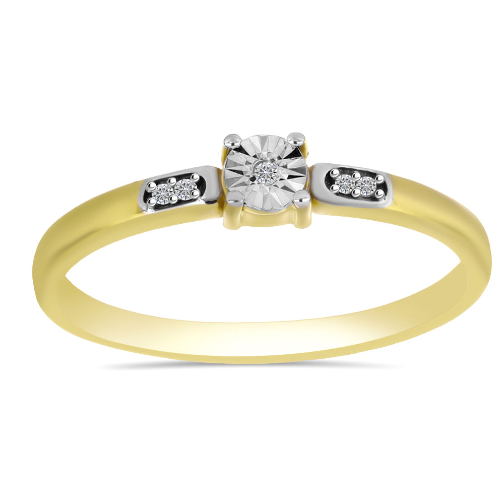 Inel din Argint 925 Placat cu Aur ( 1.72 grame ) cu Diamant Alb 0.03 Carate