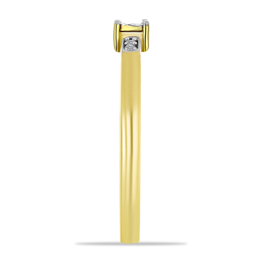 Inel din Argint 925 Placat cu Aur ( 1.72 grame ) cu Diamant Alb 0.03 Carate 4 