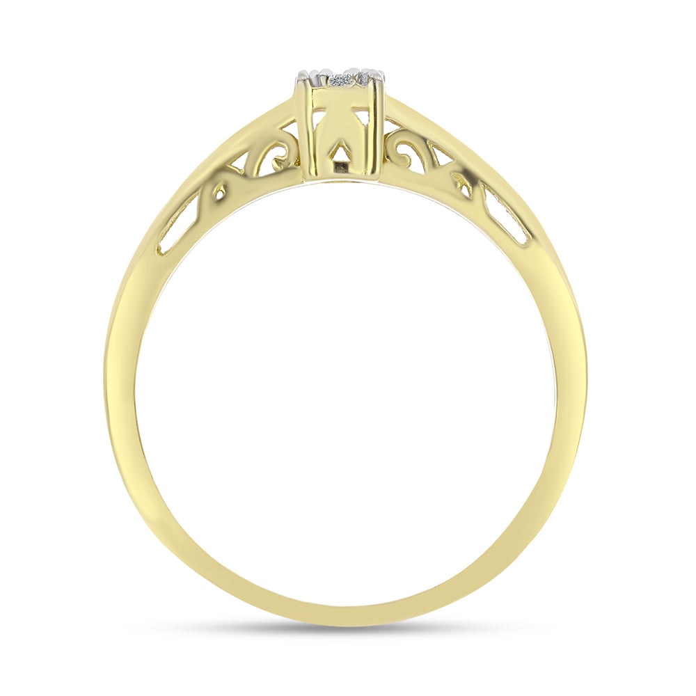 Inel din Argint 925 Placat cu Aur ( 2.26 grame ) cu Diamant Alb 0.06 Carate 2 