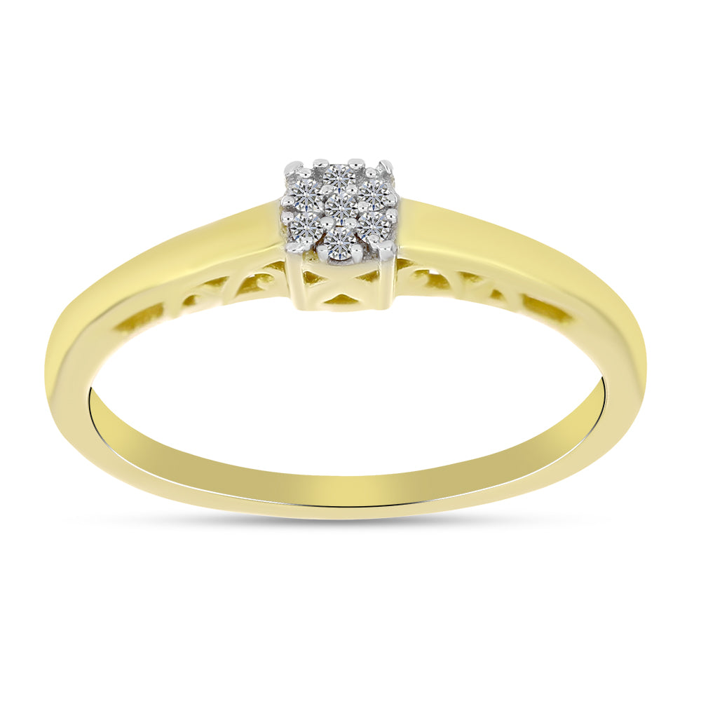 Inel din Argint 925 Placat cu Aur ( 2.26 grame ) cu Diamant Alb 0.06 Carate 3 
