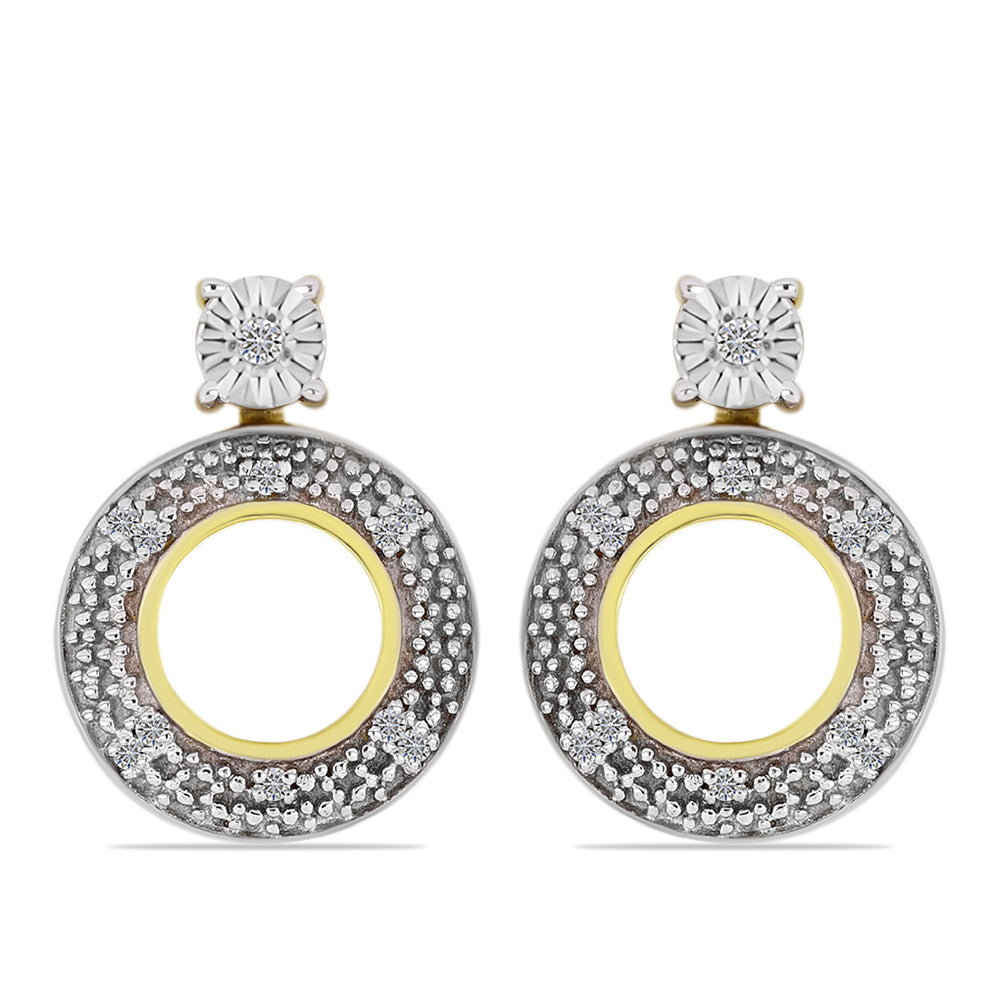Cercei din Argint 925 Placat cu Aur ( 3.01 grame ) cu Diamant Alb 0.11 Carate 3 