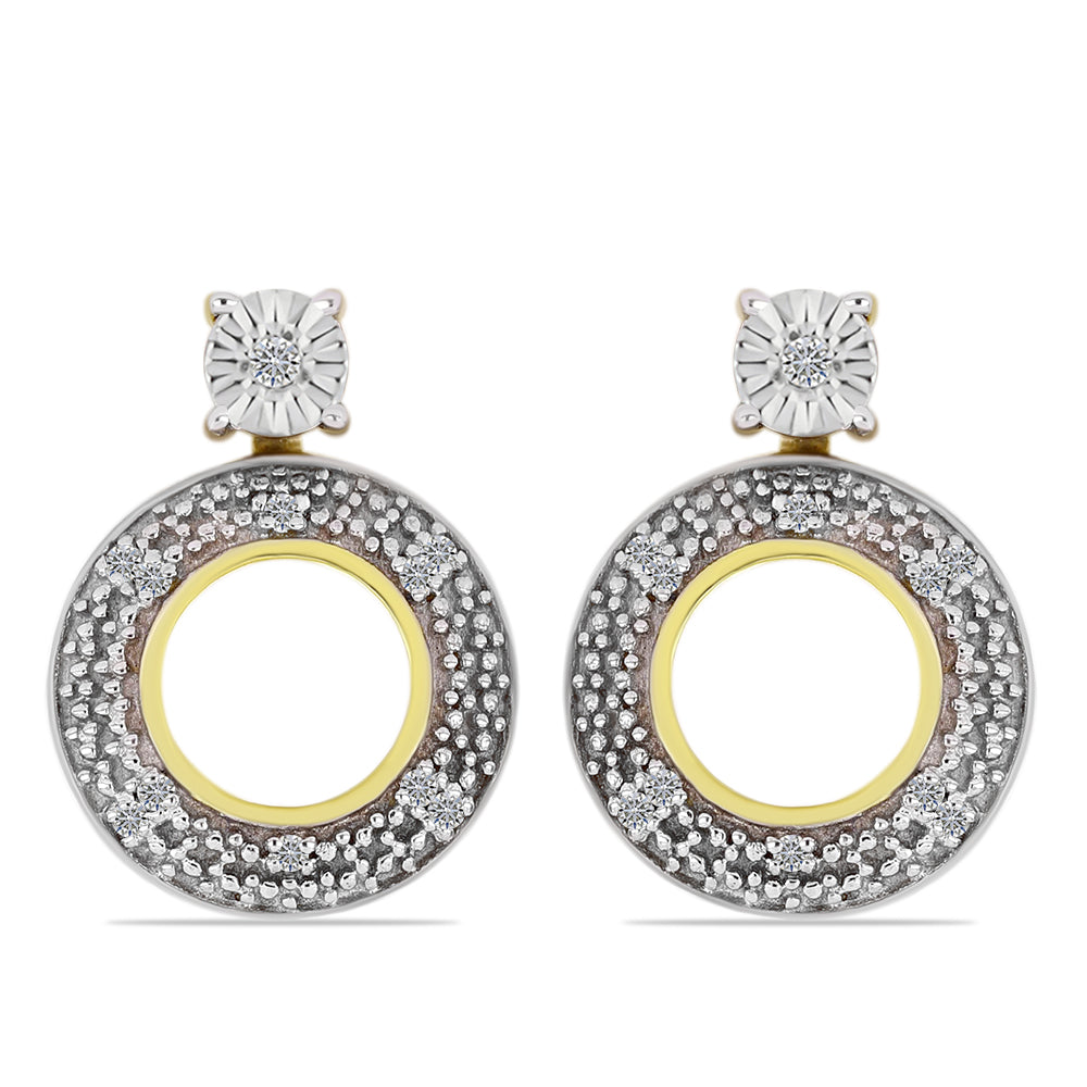 Cercei din Argint 925 Placat cu Aur ( 3.01 grame ) cu Diamant Alb 0.11 Carate 1 