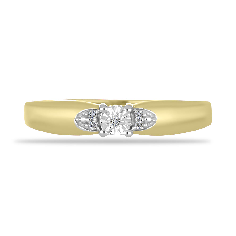Inel din Argint 925 Placat cu Aur ( 2.07 grame ) cu Diamant Alb 0.02 Carate 1 