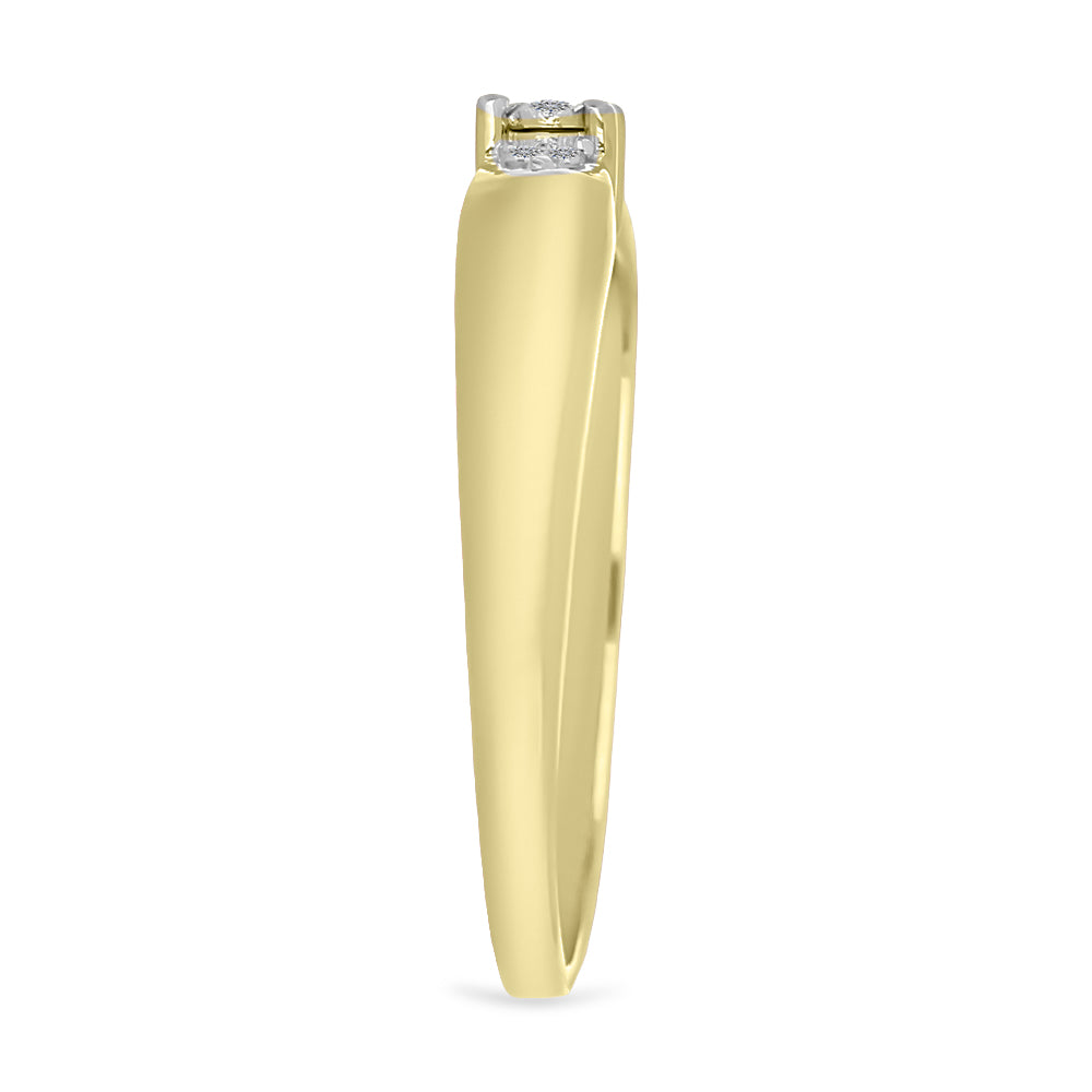 Inel din Argint 925 Placat cu Aur ( 2.07 grame ) cu Diamant Alb 0.02 Carate 4 