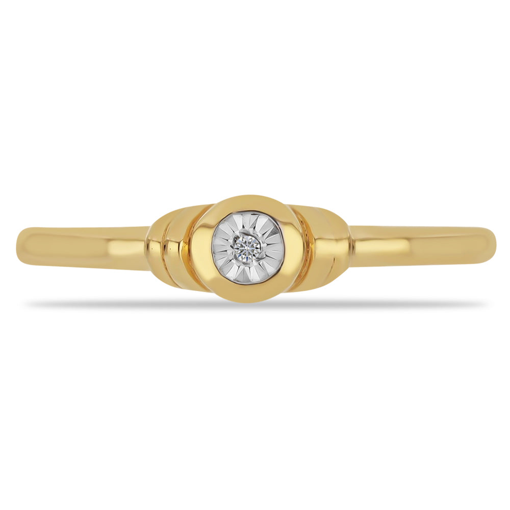 Inel din Argint 925 Placat cu Aur ( 1.9 grame ) cu Diamant Alb 0.01 Carate 1 