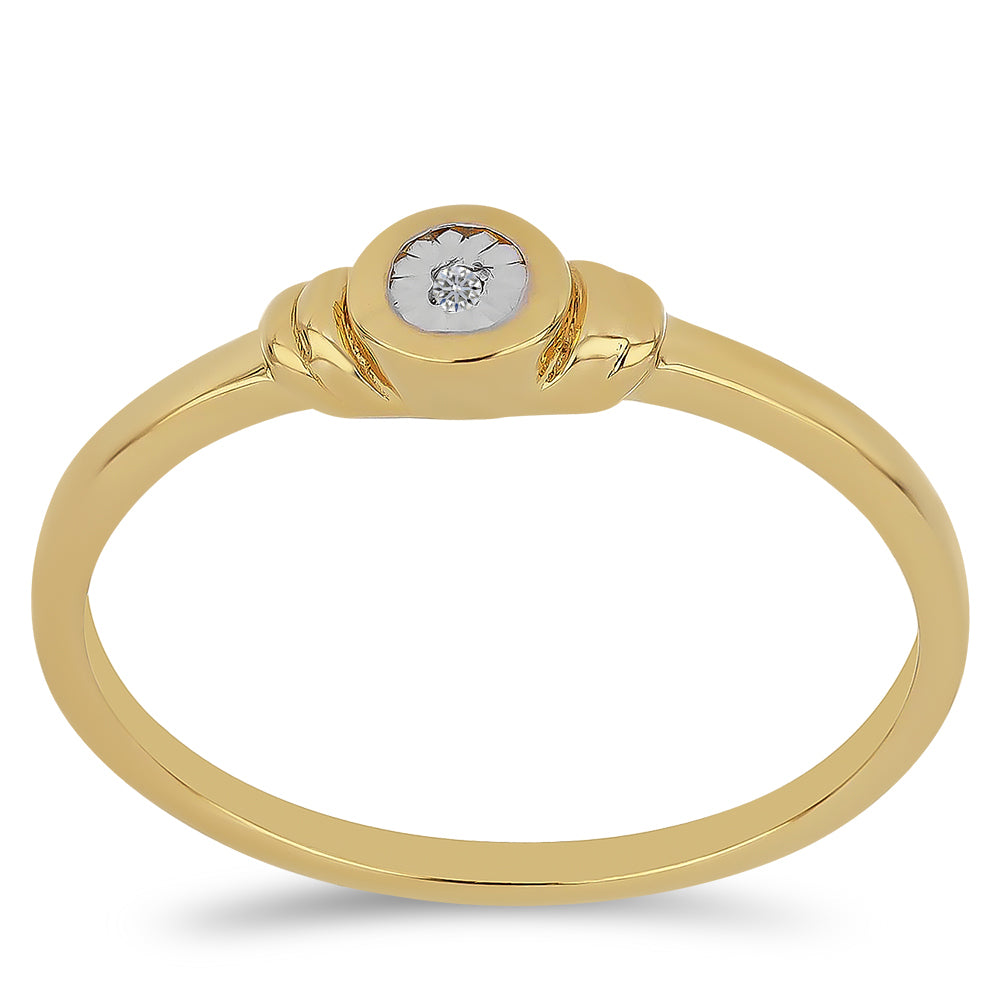 Inel din Argint 925 Placat cu Aur ( 1.9 grame ) cu Diamant Alb 0.01 Carate 3 