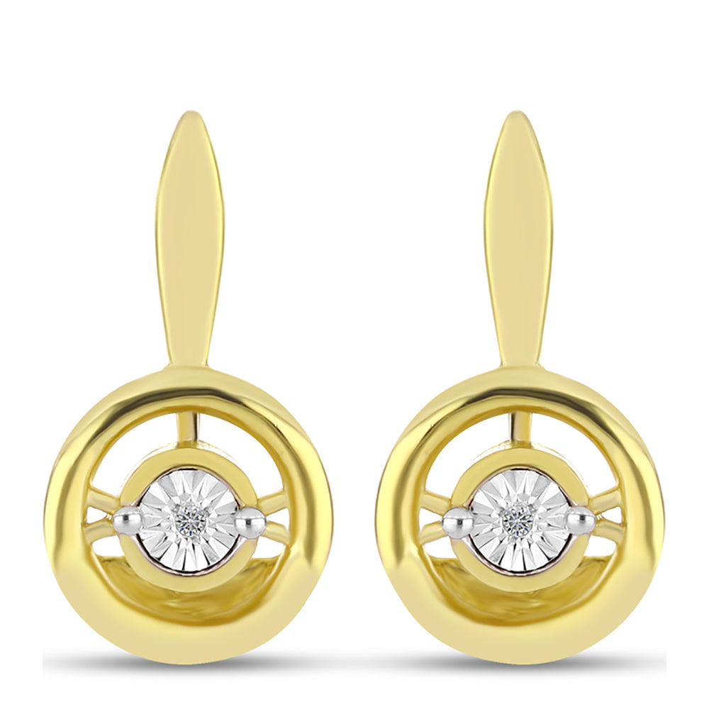 Cercei din Argint 925 Placat cu Aur ( 4.21 grame ) cu Diamant Alb 0.01 Carate
