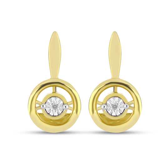 Cercei din Argint 925 Placat cu Aur ( 4.21 grame ) cu Diamant Alb 0.01 Carate