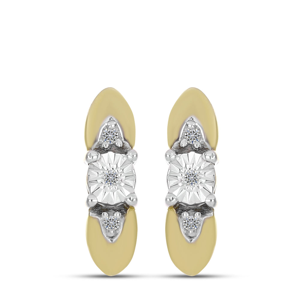 Cercei din Argint 925 Placat cu Aur ( 3.07 grame ) cu Diamant Alb 0.05 Carate