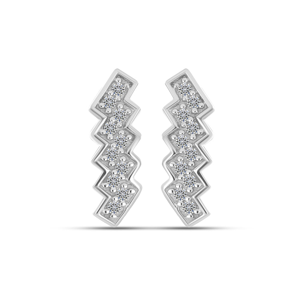 Cercei din Argint 925 Placat cu Aur ( 1.17 grame ) cu Diamant Alb 0.14 Carate