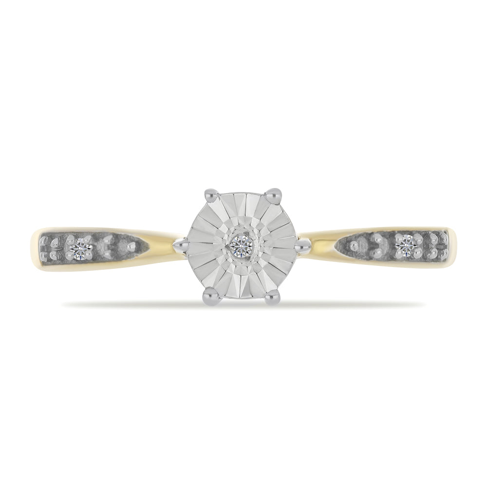 Inel din Argint 925 Placat cu Aur ( 1.8 grame ) cu Diamant Alb și Zircon Alb 0.03 Carate 1 