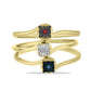 Set din Argint 925 Placat cu Aur ( 5.91 grame ) cu Diamant Albastru și Diamant Alb 0.02 Carate ( Inel )