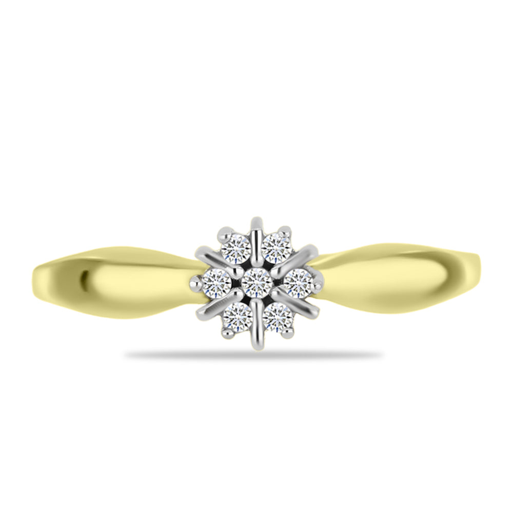 Inel din Argint 925 Placat cu Aur ( 2.14 grame ) cu Diamant Alb 0.09 Carate 5 