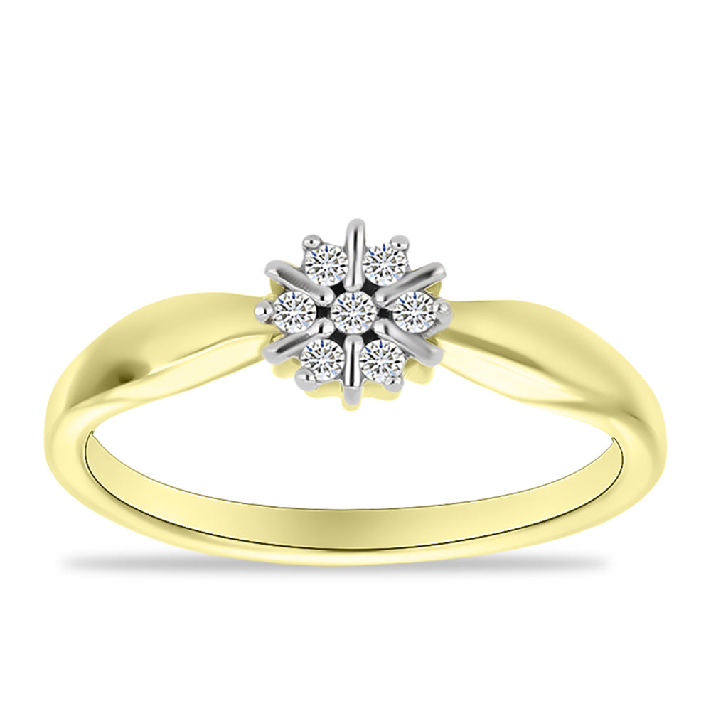 Inel din Argint 925 Placat cu Aur ( 2.14 grame ) cu Diamant Alb 0.09 Carate 7 