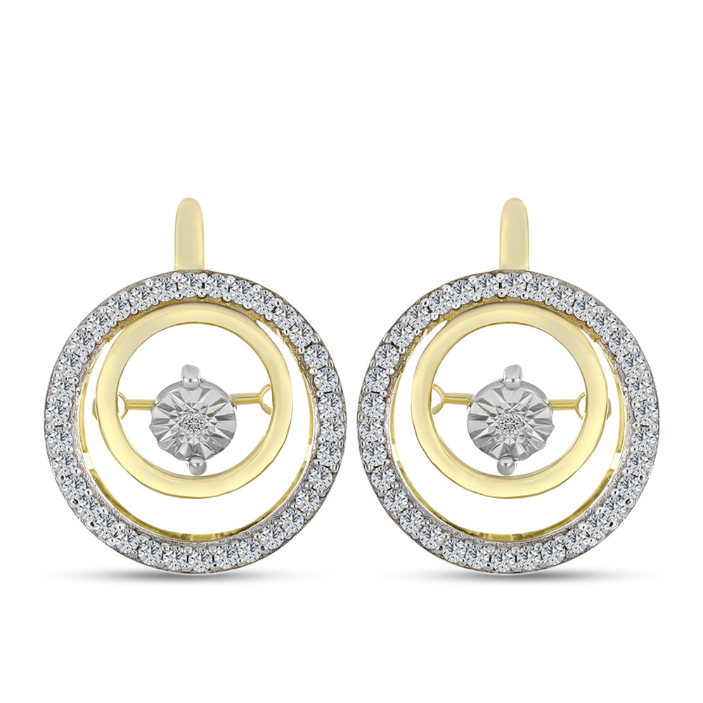 Cercei din Argint 925 Placat cu Aur ( 5.93 grame ) cu Diamant Alb și Zircon Alb 1.03 Carate 3 