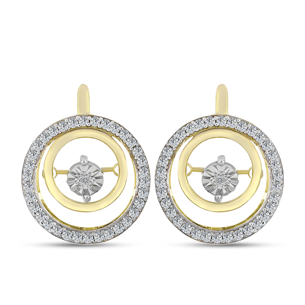 Cercei din Argint 925 Placat cu Aur ( 5.93 grame ) cu Diamant Alb și Zircon Alb 1.03 Carate 1 
