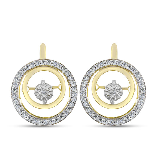 Cercei din Argint 925 Placat cu Aur ( 5.93 grame ) cu Diamant Alb și Zircon Alb 1.03 Carate