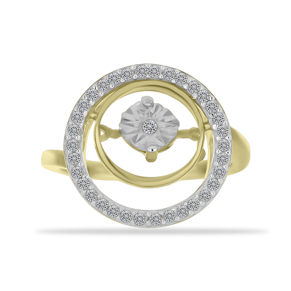 Inel din Argint 925 Placat cu Aur ( 3.59 grame ) cu Diamant Alb și Zircon Alb 0.52 Carate 1 