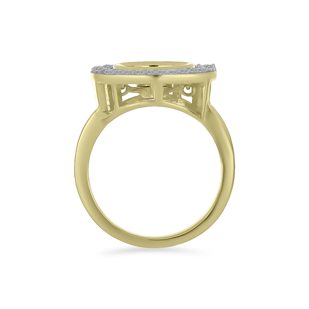 Inel din Argint 925 Placat cu Aur ( 3.59 grame ) cu Diamant Alb și Zircon Alb 0.52 Carate