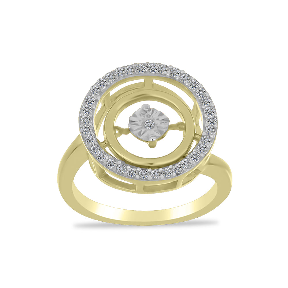 Inel din Argint 925 Placat cu Aur ( 3.59 grame ) cu Diamant Alb și Zircon Alb 0.52 Carate