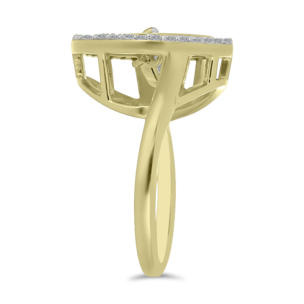 Inel din Argint 925 Placat cu Aur ( 3.59 grame ) cu Diamant Alb și Zircon Alb 0.52 Carate 4 