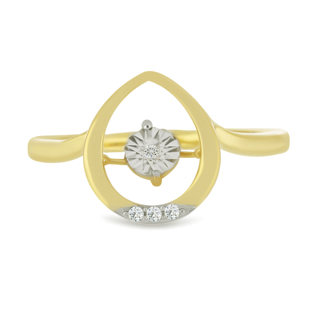 Inel din Argint 925 Placat cu Aur ( 2.77 grame ) cu Diamant Alb și Zircon Alb 0.05 Carate 1 