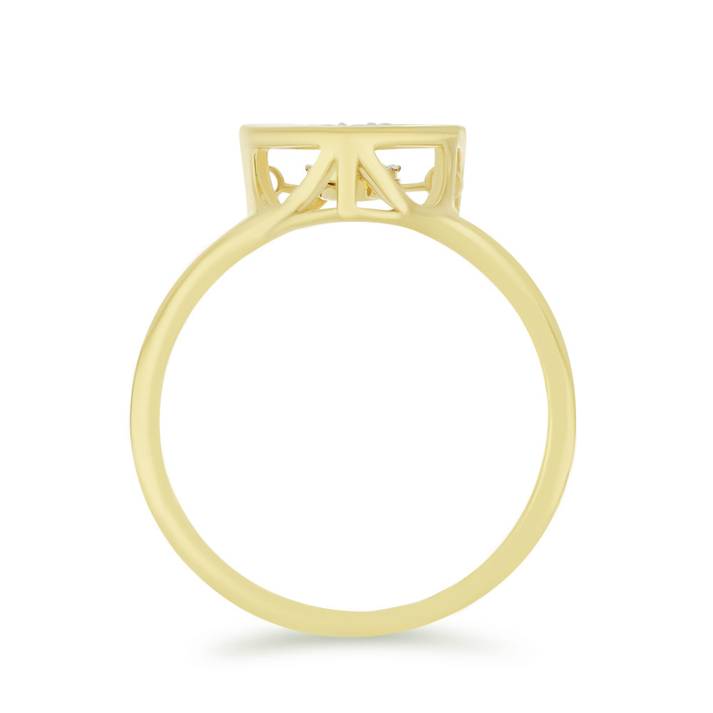 Inel din Argint 925 Placat cu Aur ( 2.77 grame ) cu Diamant Alb și Zircon Alb 0.05 Carate