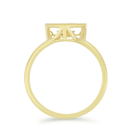 Inel din Argint 925 Placat cu Aur ( 2.77 grame ) cu Diamant Alb și Zircon Alb 0.05 Carate