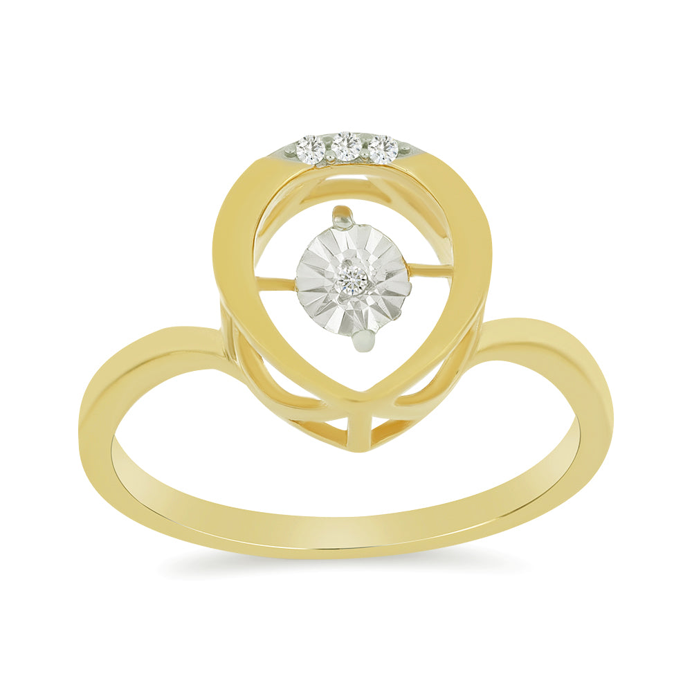 Inel din Argint 925 Placat cu Aur ( 2.77 grame ) cu Diamant Alb și Zircon Alb 0.05 Carate 3 