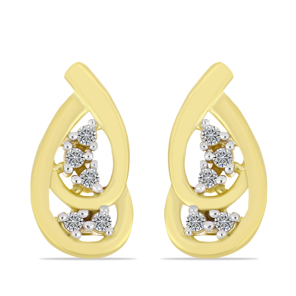 Cercei din Argint 925 Placat cu Aur ( 2.73 grame ) cu Diamant Alb 0.13 Carate