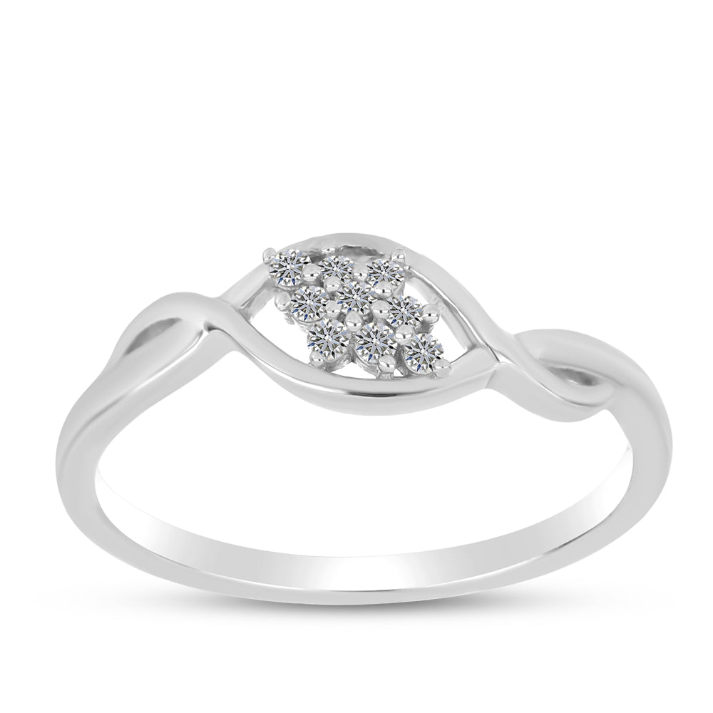 Inel din Argint 925 ( 1.8 grame ) cu Diamant Alb 0.12 Carate 3 
