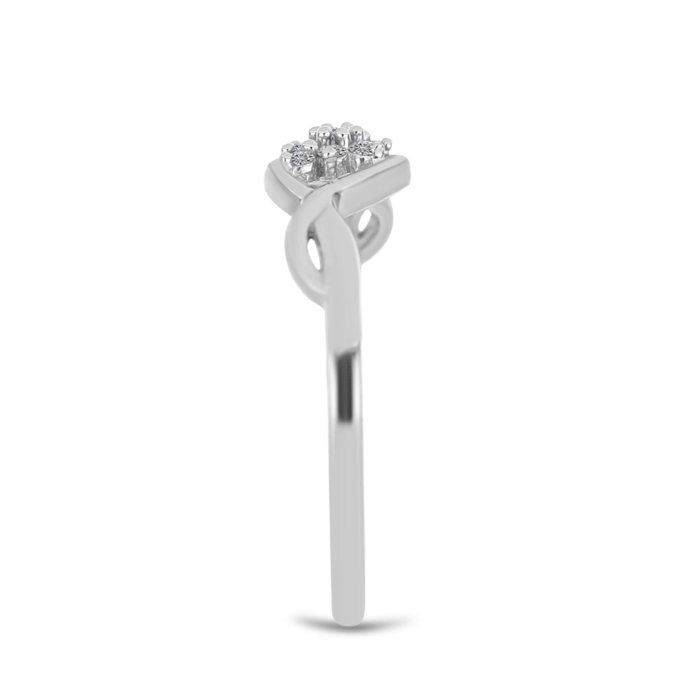 Inel din Argint 925 ( 1.8 grame ) cu Diamant Alb 0.12 Carate 4 