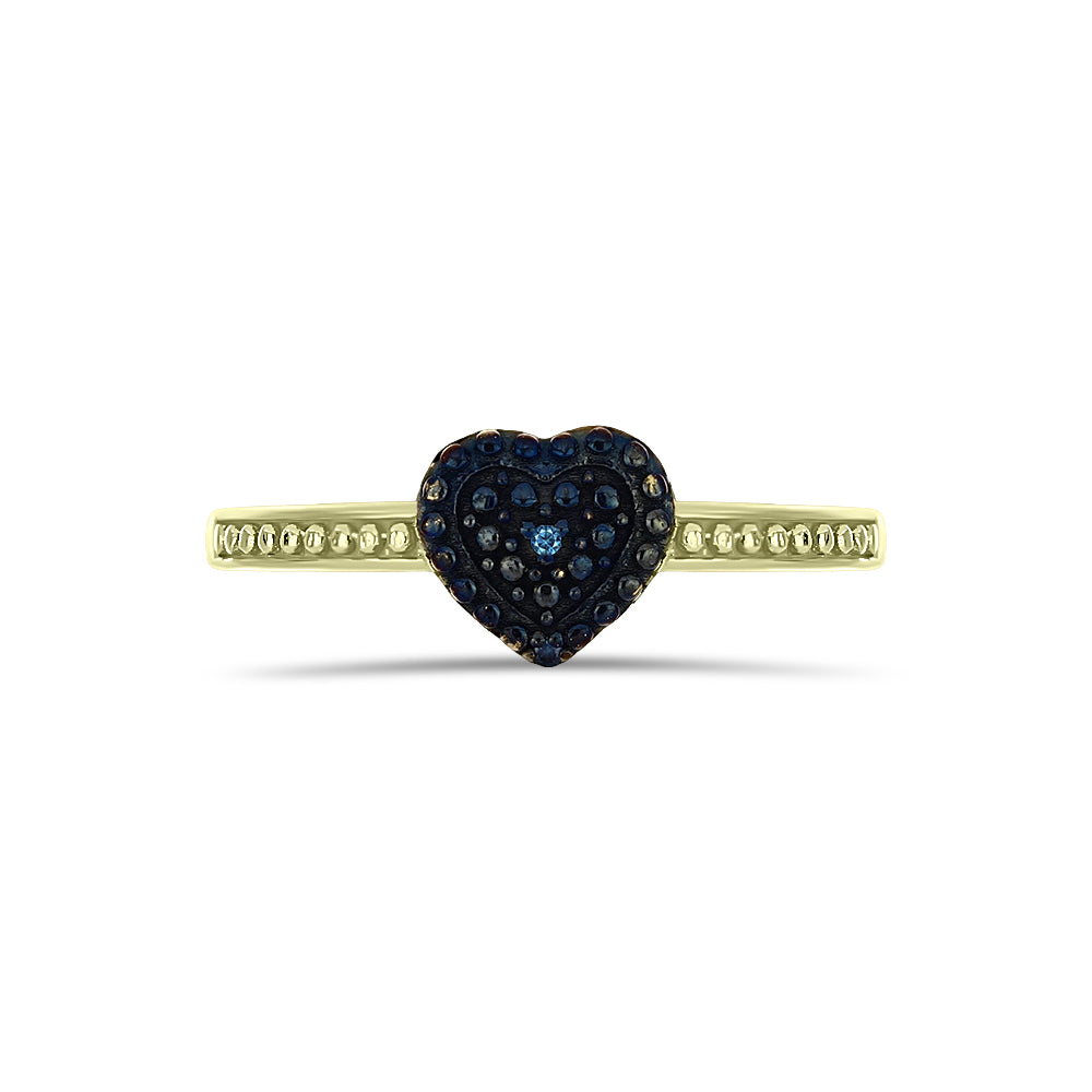 Inel din Argint 925 Placat cu Aur ( 2.46 grame ) cu Diamant Albastru 0.01 Carate 1 