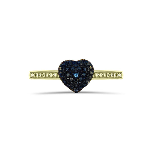 Inel din Argint 925 Placat cu Aur ( 2.46 grame ) cu Diamant Albastru 0.01 Carate