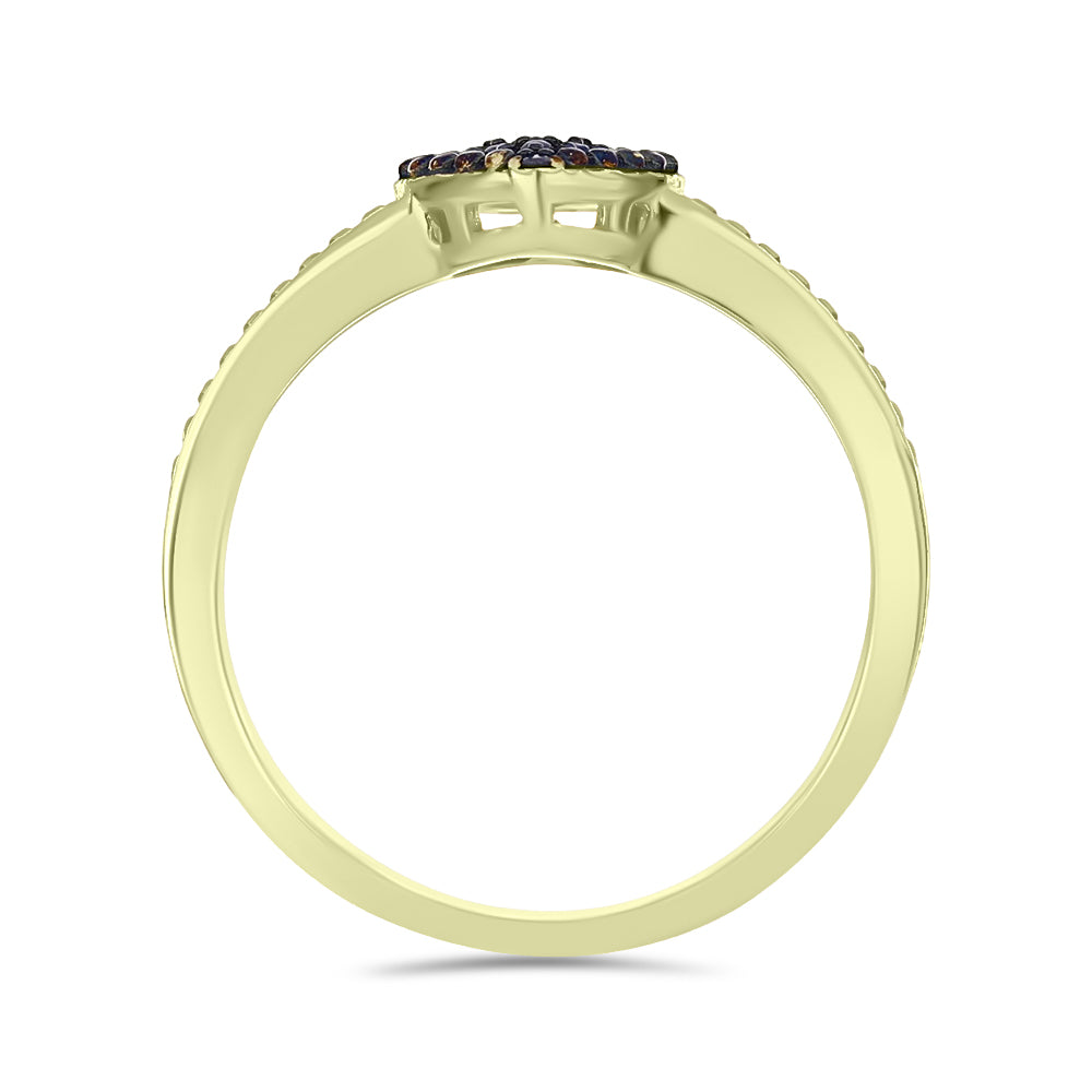 Inel din Argint 925 Placat cu Aur ( 2.46 grame ) cu Diamant Albastru 0.01 Carate