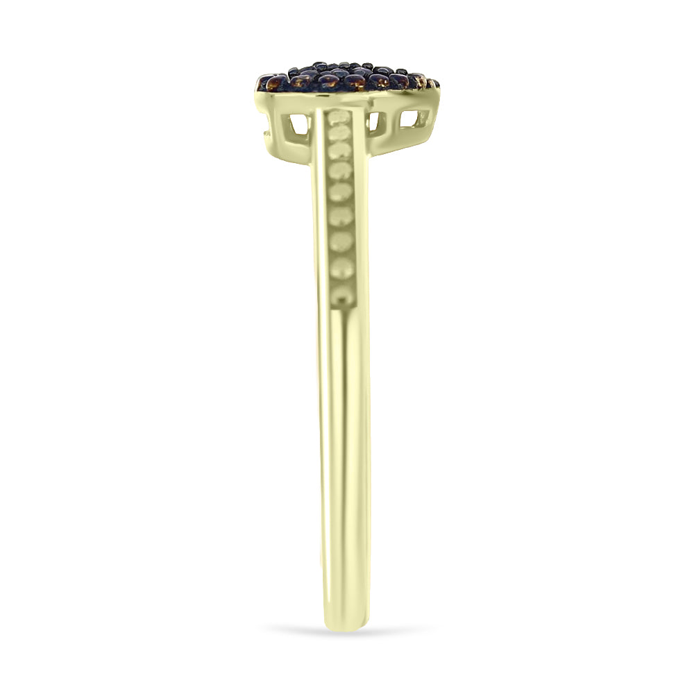 Inel din Argint 925 Placat cu Aur ( 2.46 grame ) cu Diamant Albastru 0.01 Carate 4 