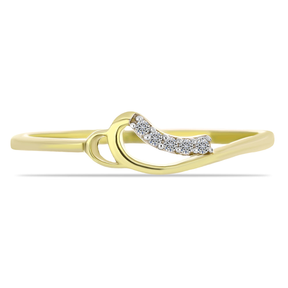 Inel din Argint 925 Placat cu Aur ( 1.33 grame ) cu Diamant Alb 0.04 Carate 1 