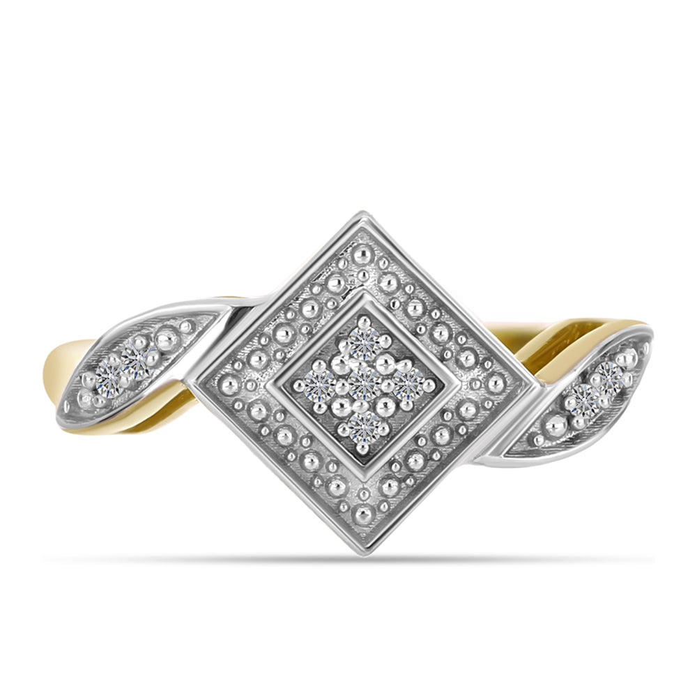 Inel din Argint 925 Placat cu Aur ( 2.59 grame ) cu Diamant Alb 0.05 Carate 5 