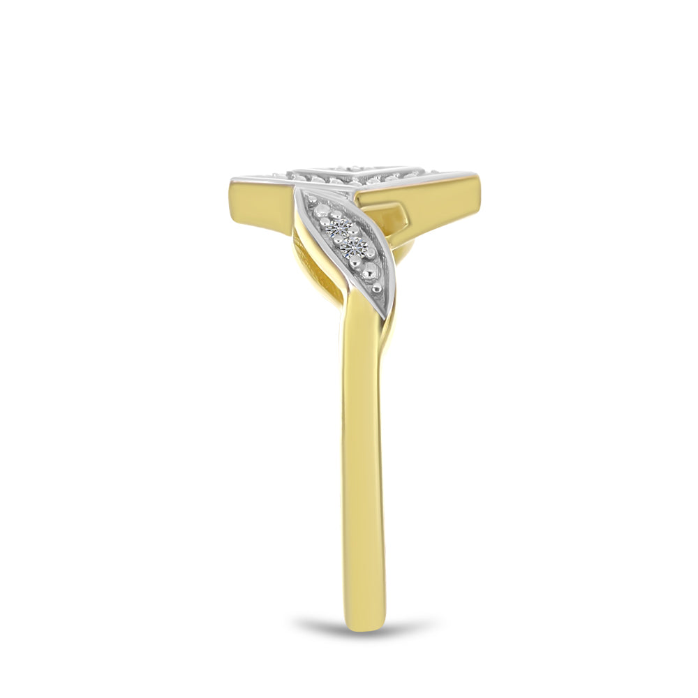 Inel din Argint 925 Placat cu Aur ( 2.59 grame ) cu Diamant Alb 0.05 Carate