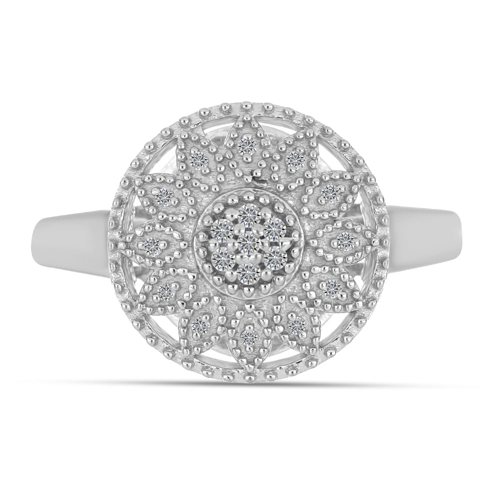 Inel din Argint 925 ( 3.67 grame ) cu Diamant Alb 0.13 Carate 1 