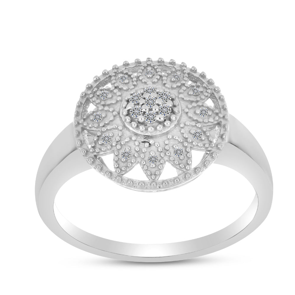 Inel din Argint 925 ( 3.67 grame ) cu Diamant Alb 0.13 Carate 3 