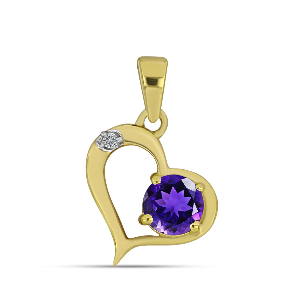 Pandantiv din Argint 925 Placat cu Aur ( 1.07 grame ) cu Diamant Alb 0.45 Carate 1 