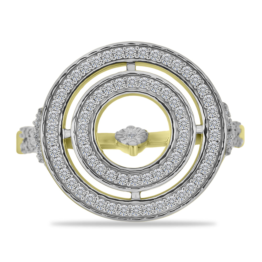 Inel din Argint 925 Placat cu Aur ( 4.5 grame ) cu Diamant Alb și Zircon Alb 1.05 Carate