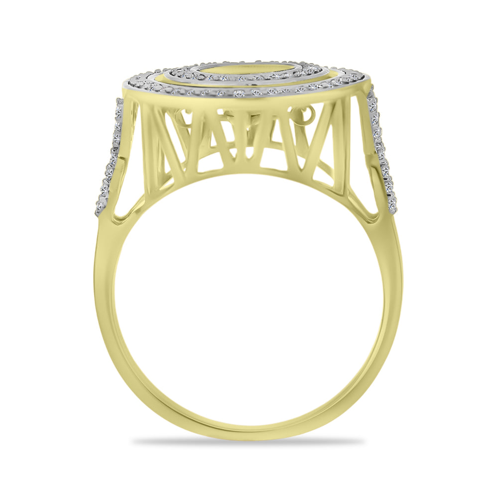 Inel din Argint 925 Placat cu Aur ( 4.5 grame ) cu Diamant Alb și Zircon Alb 1.05 Carate 2 