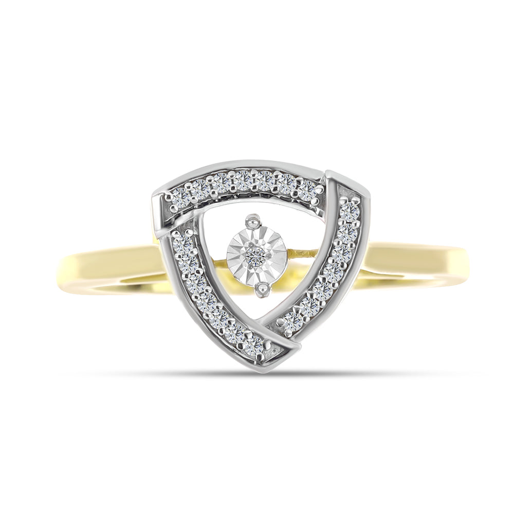 Inel din Argint 925 Placat cu Aur ( 3.12 grame ) cu Diamant Alb și Zircon Alb 0.24 Carate